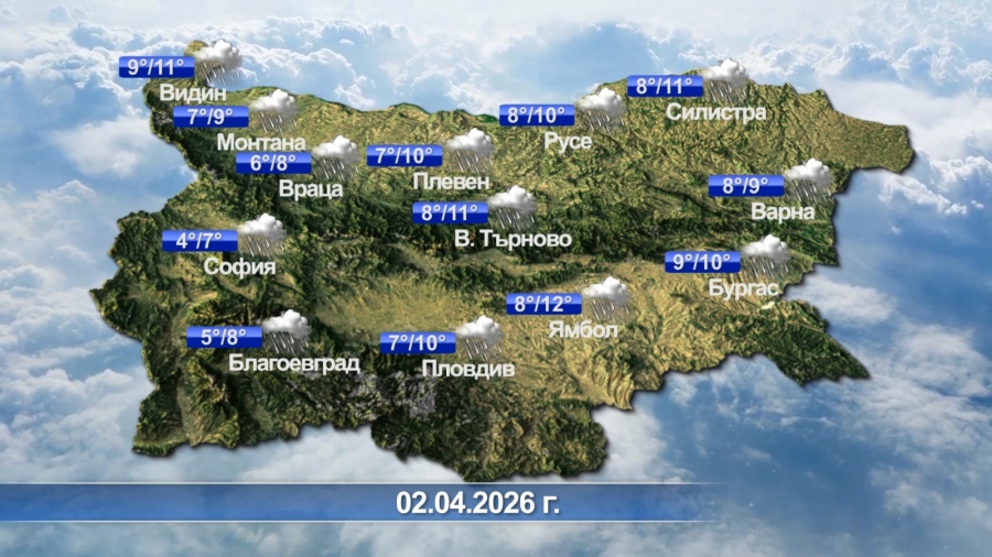 Метеорологична прогноза за 02.04.2026 