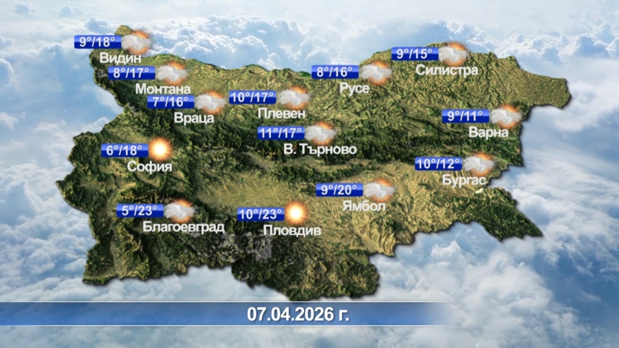 Метеорологична прогноза за 07.04.2026 