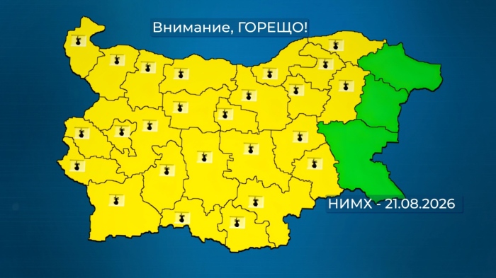 Жълт код за горещини в петък